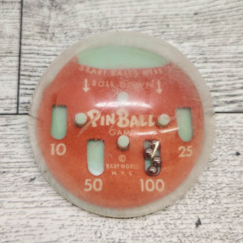 Vintage Pinball Hand Dexterity Handheld Game Baby World NYC‎ 1940s Dome Toy
